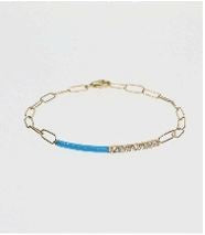 Enamel and Diamond Paperclip Bracelet Blue