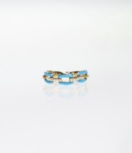 Enamel and Diamond Blue link ring