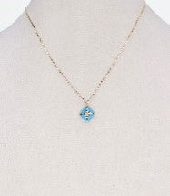 Enamel and Diamond Blue Dimond Shape Pendant