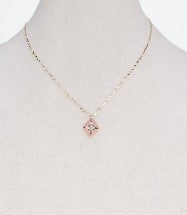 Enamel and Diamond Pink Dimond Shape Pendant