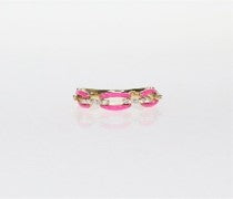 Enamel and Diamond pink link ring
